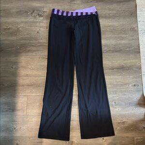 lululemon athletica flared Black and Purple Leggings with crossbody waist